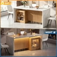 thumbnail image 5 of Hawsaiy 5 Piece Dining Table Set for 4, 63" Faux Marble Dining Table with LED Lights & Storage Cabinet, Kitchen Table and 4 PU Leather Upholstered Dining Chairs, White, 5 of 10