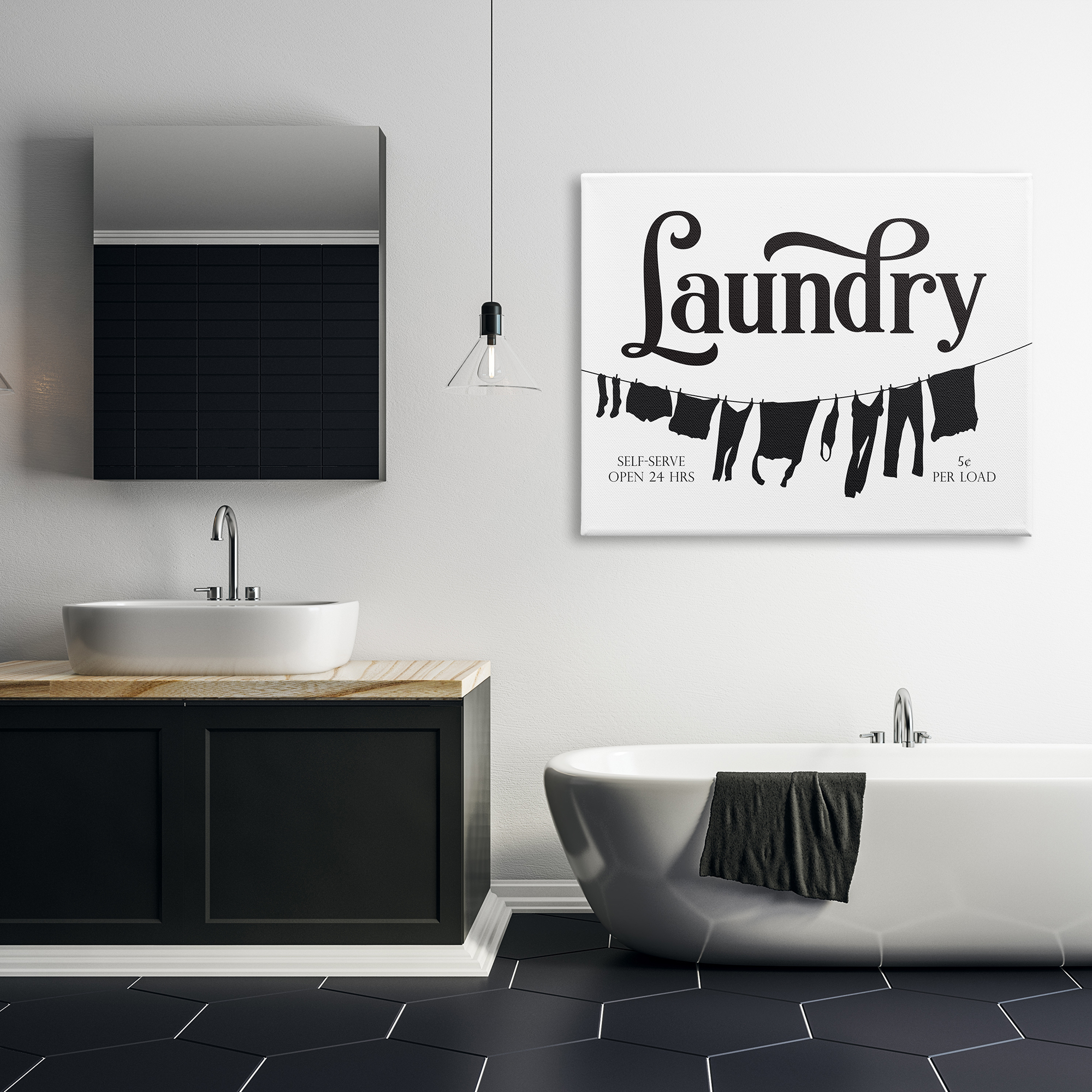 Stupell Industries Clothesline Laundry Room Sign Vintage Advertisement, 36 x 48, Designed by Lettered and Lined