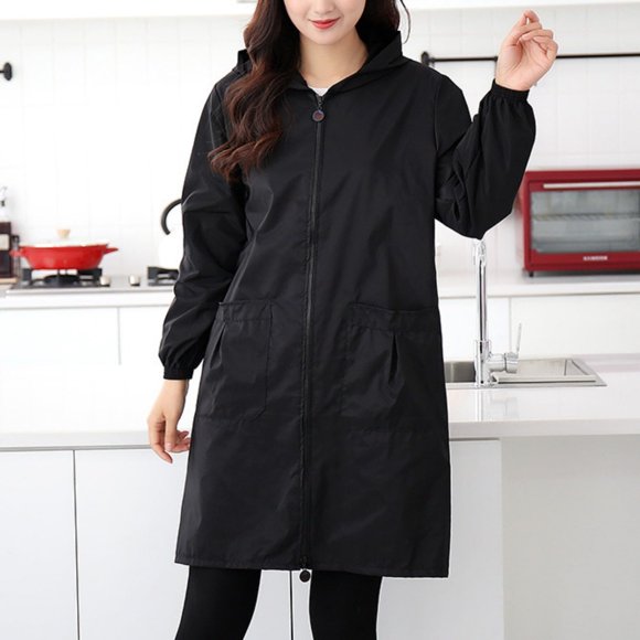 AUNVITO Imperméable et Respirant Manteau de Pluie à Capuche pour Femme avec Poches Manteau Long Infroissable pour la Randonnée en Plein Air