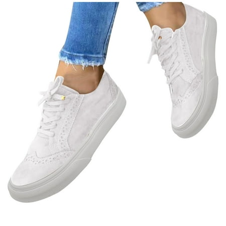 Oyedens Oxfords Fashion Sneakers for Women Vintage Casual Platform Low Top Canvas Walking Shoes