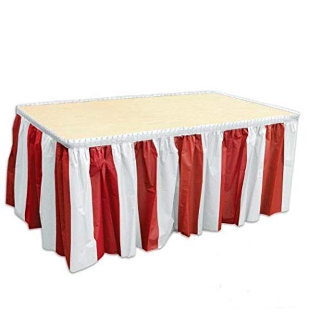 Rodapié de mesa con rayas rojas y blancas (paquete de 6) The Beistle Company 52164-RW