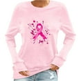 thumbnail image 2 of Craaazy Womens T Shirts Breast Cancer Shirt Casual Loose Crewneck Long Sleeve Pullover Pink Ribbon Awareness Comfy Tops Gifts, 2 of 4
