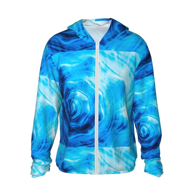 Fotbe Blue Shell Chaqueta con Protección Solar UPF 50+ para Hombre y Mujer, Camisa con Capucha y Bolsillos-3X-Large