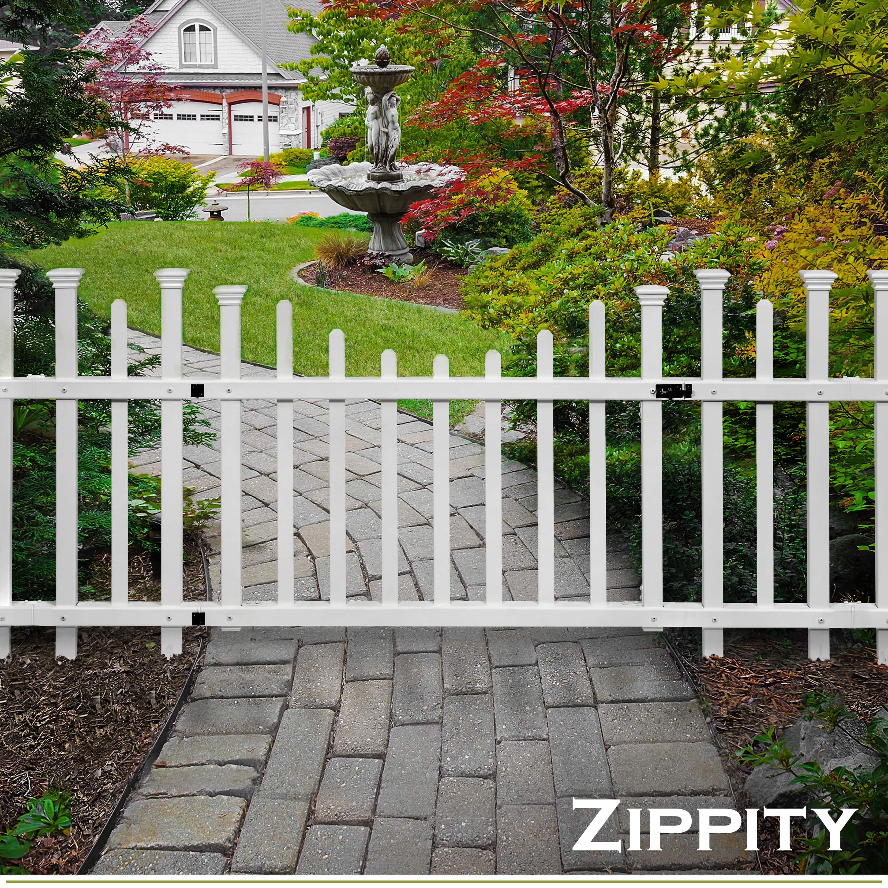 Zippity Outdoor Products Washington Vinyl No-Dig Gate Kit w/ Fence Wings (30in H x 60 1/2in W)