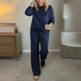 thumbnail image 5 of Women's Solid Color Sequin Set, 2 Piece Sparkly Sweatshirt and Pants Outfit, Lounge Wear Coordinated Set, Shiny Jogger Set, Casual Matching Set, Comfortable Two-Piece Ensemble Navy, 5 of 9