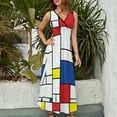 thumbnail image 5 of Maxi Dress Vintage Geometric De Stijl Dress Summer Mondrian Minimalist Aesthetic Bohemia Long Dresses Woman High Waist Kawaii Maxi Dress, 5 of 7