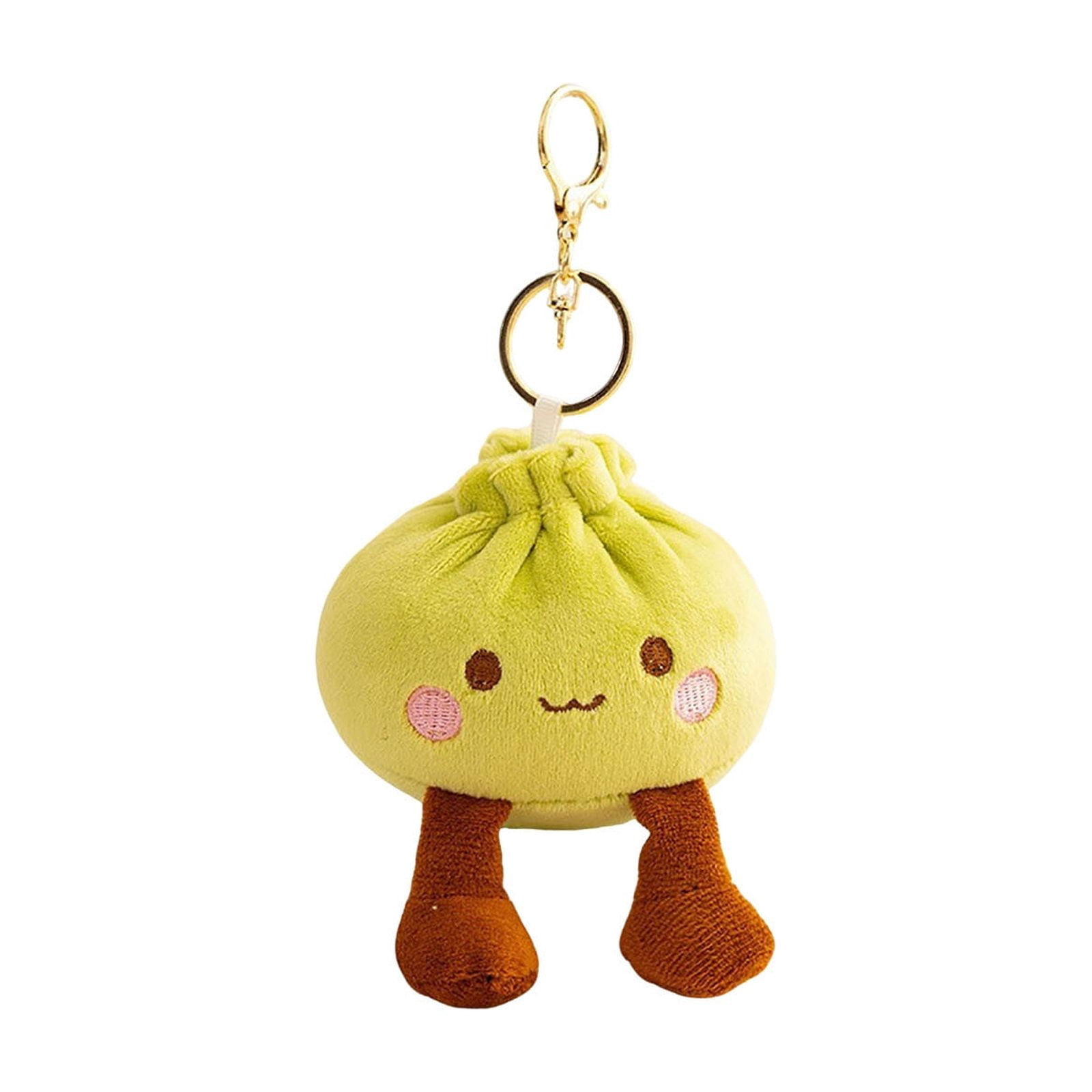 Tusihei 5Pcs Kawaii Dumpling Plush Keychain, Cute Steamed Bun Bag Pendant with Adorable Face, Soft Plush Key Ring with Metal Clasp and Chain for Backpack Purse Keys