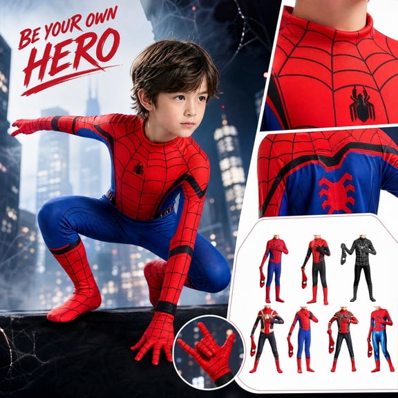 2026 New Halloween Spide Cosplay Costume, BDN Hero Costume Set, Cosplay Set Includes Cosplay Jumpsuit with Mask, Halloween Outfits Unisex, 100(2-3 Years)