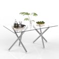 thumbnail image 7 of 63" Rectangular Clear Tempered Glass Dining Table for 4-6 People, Modern Kitchen Table with Two X-Shaped Metal Legs, Dining Table for Kitchen, Living Room, 7 of 7