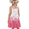 thumbnail image 2 of Uourmeti Starry Ice Cream Print Girls Summer Sundress Soft Spaghetti Straps Casual A Line Swing Dress 13-14T Toddler Kids Cami Tiered Dress, 2 of 6