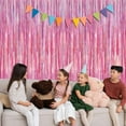 thumbnail image 6 of 4 Pack Pink Party Decorations, 3.28 FT x 7.05 FT Pink Backdrop, Metallic Tinsel Backdrop Fringe Curtains Backdrop Curtains, Photo Backdrop Party Supplies Birthday Party Decorations, 6 of 7
