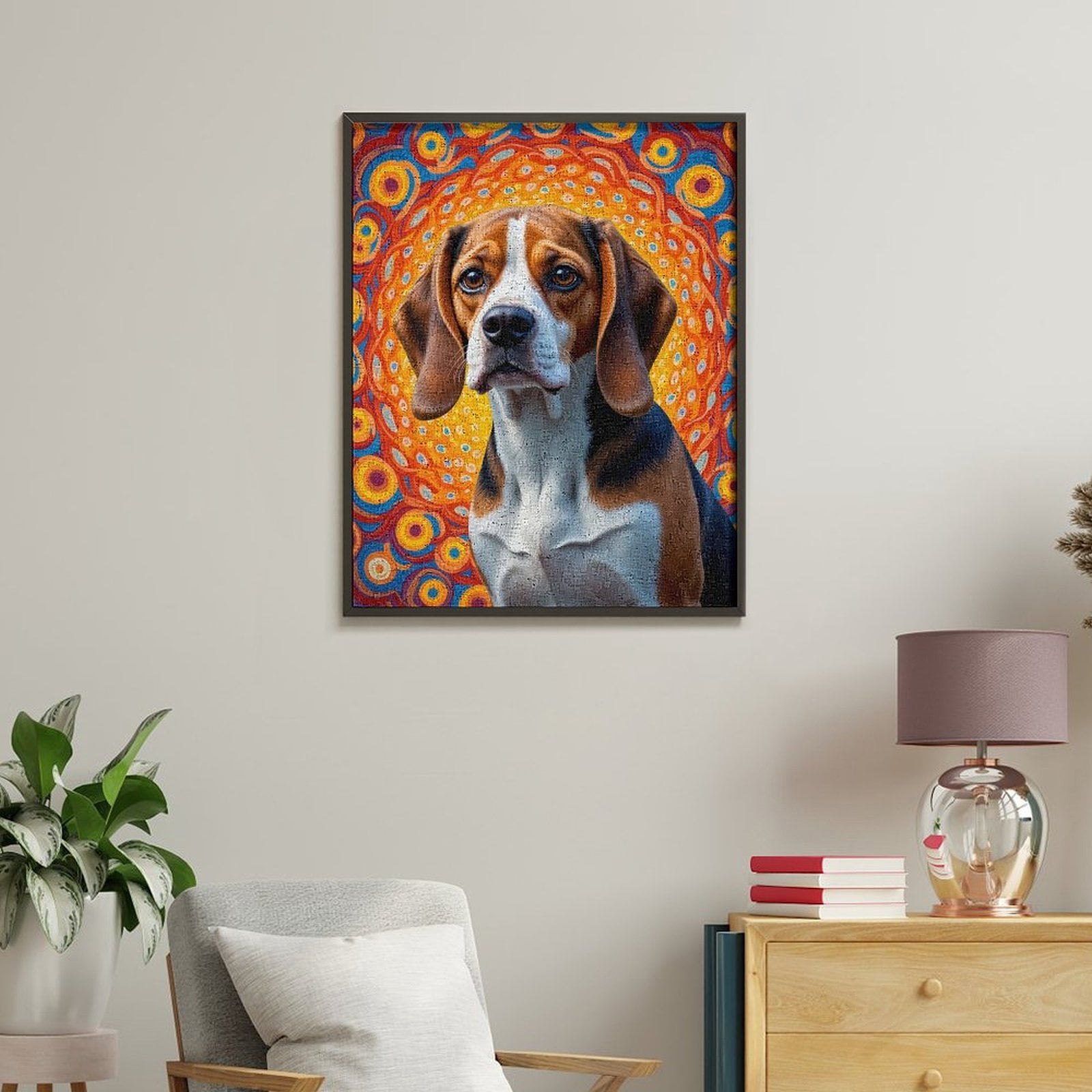 Paint By Numbers Kit for Adults Beginner - Colorful Beagle Art Swirls Hintergrund DIY Canvas Painting Kits for Adults, Frameless Paint By Number for Adults for Home Wall Decor 16x20 Inch