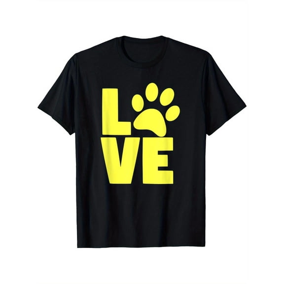 Unisex Black Print Tshirt Graphic Tees Shirts Pet Love Paw Design Casual Tops S-5XL
