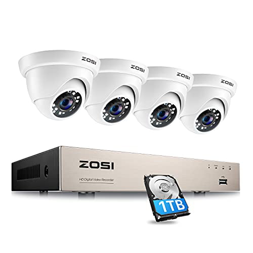 4 ZOSI 8-Channel HD-TVI Full 1080P Video Security System DVR and 2.0MP Indoor/Outdoor Weatherproof Cameras with IR Night Vision LEDs- NO HDD 100ft Night Vision Customizable Motion Detection 