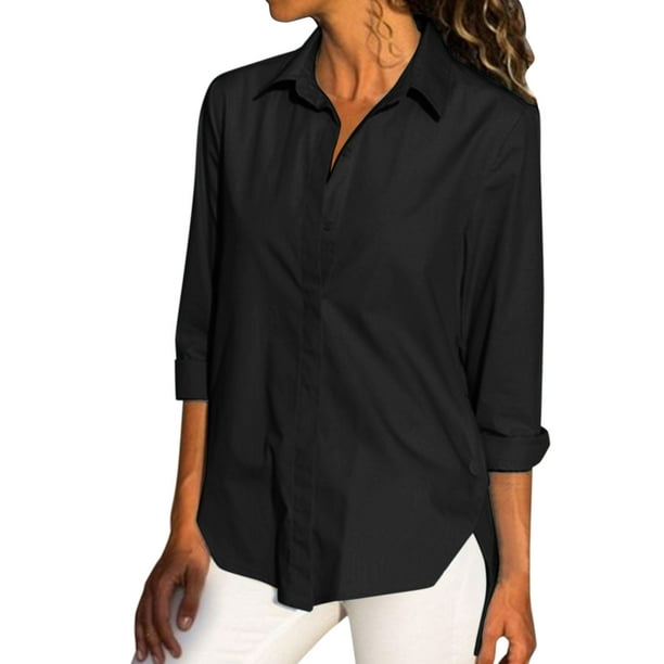 adviicd Womens Shirts Casual Women's Tops Casual Long Sleeve Smocked Ruffle  Blouse Shirt Black,XL 