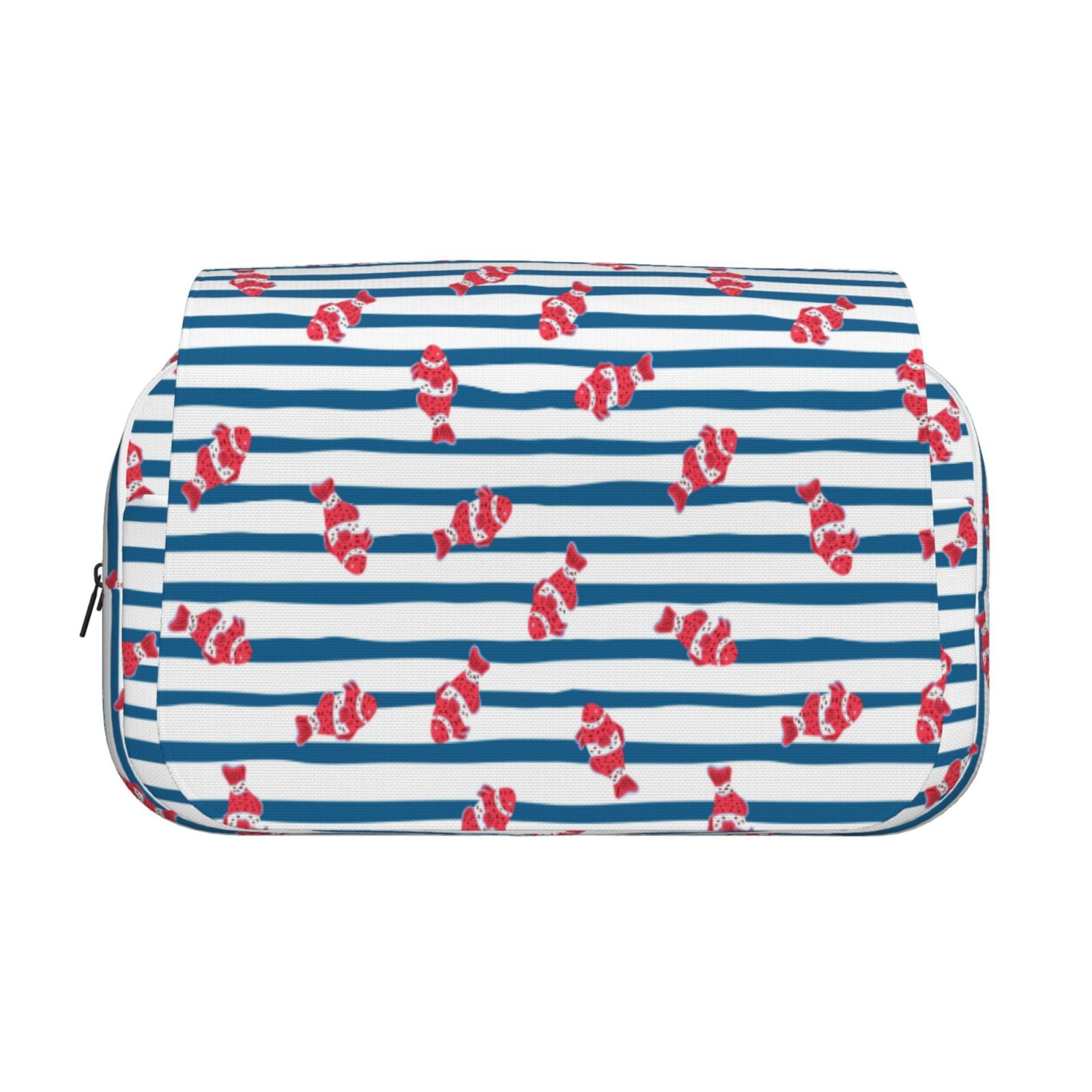 Rateoe Clown Fish Pattern Double Clamshell Pen Case, Storage Organizer with Two Zipper Compartments– Holds Up to 50 Pencils & Pens