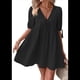 thumbnail image 3 of Vestido Informal de Verano 2025 para Mujer, de Corta, Corte A, con Lazo y Lazo Al Frente, Estilo Babydoll, Holgado y . Negro M, 3 of 10