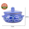 thumbnail image 3 of Borisovskaya Keramika Clay Baking Pot with Lid 22 fl oz (650 ml) Ramekin with Lid Handmade Oven Cooking Pot Natural Red Clay Pot Clay Cookware Stoneware Bean Pot, Blue, 3 of 10