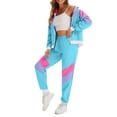 thumbnail image 6 of VBVC Women's Carnival 2 Piece Tracksuit,80s 90s Windbreaker Jacket and Jogger Pants,Colorblock Hip Hop Outfit For Women,Blue,Size S, 6 of 8