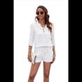 thumbnail image 1 of Conjunto de Camiseta Holgada de Corta con Cuello en V y Pantalones Cortos con Bolsillo para Mujer, Color , Talla XXL, 1 of 6