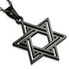 Stainless Steel Black Classic Jewish Star of David Pendant Necklace, 21.5"