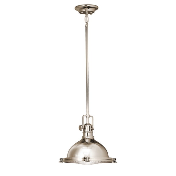 Kichler 2665PN Hatteras Bay 1-Light 12" Pendant Ceiling Light Polished Nickel