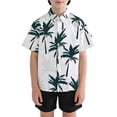 thumbnail image 2 of Bysome Boys Outfit Set Tree Print Short Sleeve Lapel Neck T-Shirts With Solid Color Shorts Set Cozy Soft Boys Outfit Size 2-3 Years Green, 2 of 3