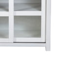 thumbnail image 4 of Dan 37 Inch Accent Storage Cabinet, Window Pane Sliding Door, Brown, White - Saltoro Sherpi, 4 of 5