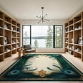 thumbnail image 2 of ODIKA 9'x12' Washable Area Rug Non-Shedding, Easy Care Bathroom Classical Damask Vintage Watercolor Plume Border Ornamental for Master Suite, California King, Under Bed, 2 of 7