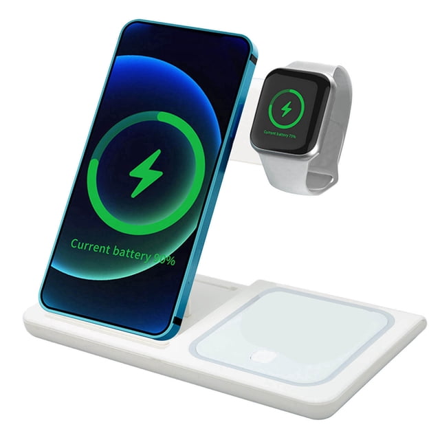 Estación de Carga Inalámbrica Base de Carga Inalámbrica Rápida 3 en 1 para I13 12 11 X XS XR 8 8P Auriculares Soporte de Cargador Inalámbrico Plegable para Reloj IOS Anggrek Otros