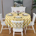 thumbnail image 2 of Yellow and White Checkerboard Pattern Round Tablecloth 60"x60",Wrinkle Wipeable Table Cloth for Kitchen Dining Room Picnic Patio Party, 2 of 6