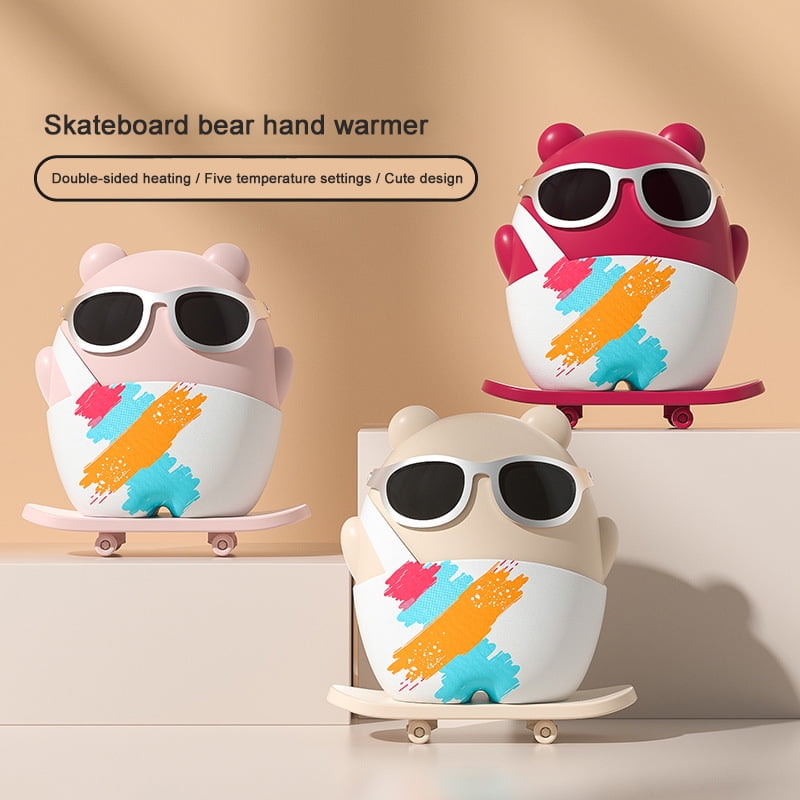 TAZAG cute cartoon skateboard bear rechargeable hand warmer, mobile power supply, portable pocket hand warmer, holiday gift