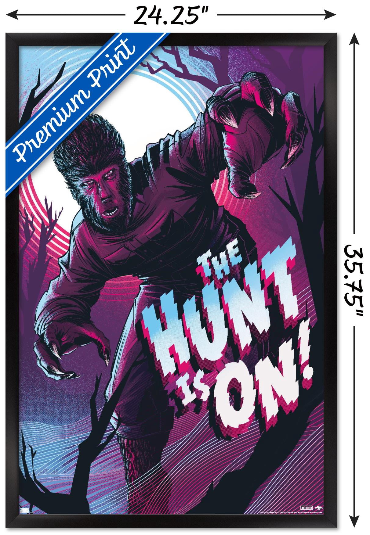 The Wolfman - The Hunt Is On by Cesar Moreno Wall Poster, 22.375" x 34" Framed