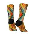 thumbnail image 3 of Goofa Abstract Watercolors Tartan Printed Men's Crew Socks, Soft Durable Breathable Moisture-Wicking with Odor Control Cotton socks, 3 of 9