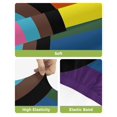 thumbnail image 4 of Modern Geometric Bar Stool Covers Set of 2, Abstract Colorful Striped Stretch Washable Bar Chair Covers with Backs, Removable Pub Counter Height Chair Cover for Kitchen Dining Room Cafe, 4 of 7