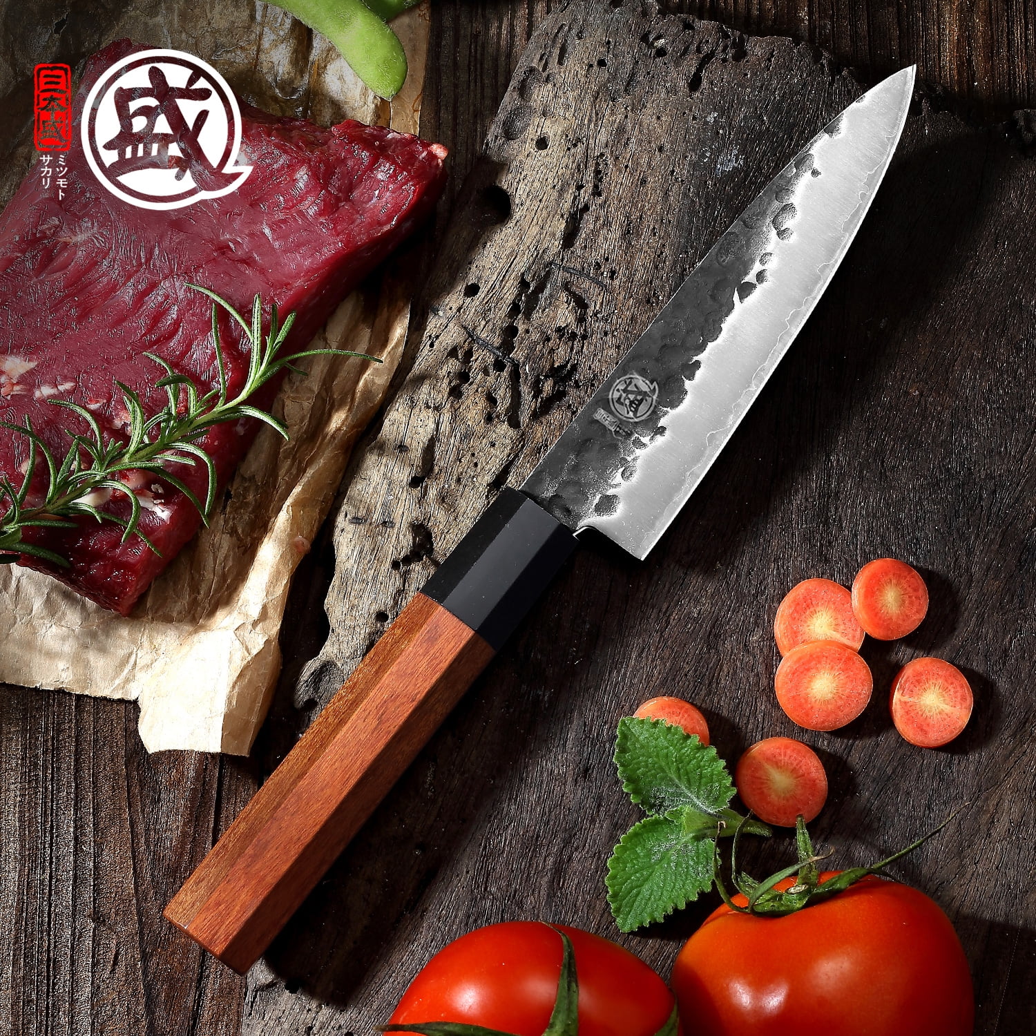 MITSUMOTO SAKARI 5.5 inch Japanese Paring Knife, High Carbon Steel Fruit and Vegetable Knife
