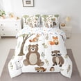 thumbnail image 2 of Manfei Cartoon Woodland Animal Twin Bedding Sets 7-Piece for Kids Boys Girls, Bear Raccoon Fox Bedding Comforter Set, Rabbit Deer Hedgehog Sheet Sets, Lightweight Bedroom Decor, 2 of 8