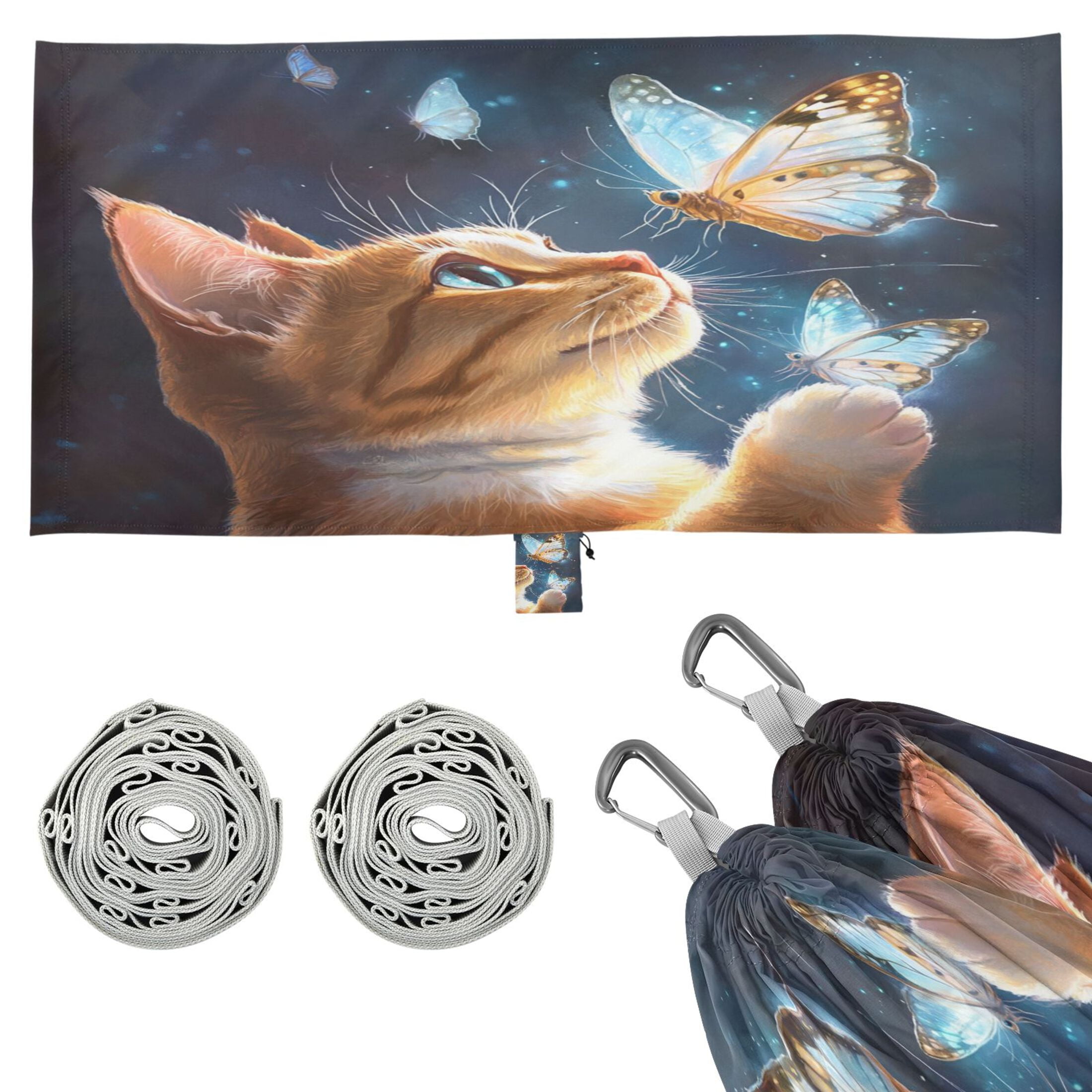 Hammock Camping Hammock Nylon Portable Hammock Travel Camping Hammock The Cat and The Butterfly