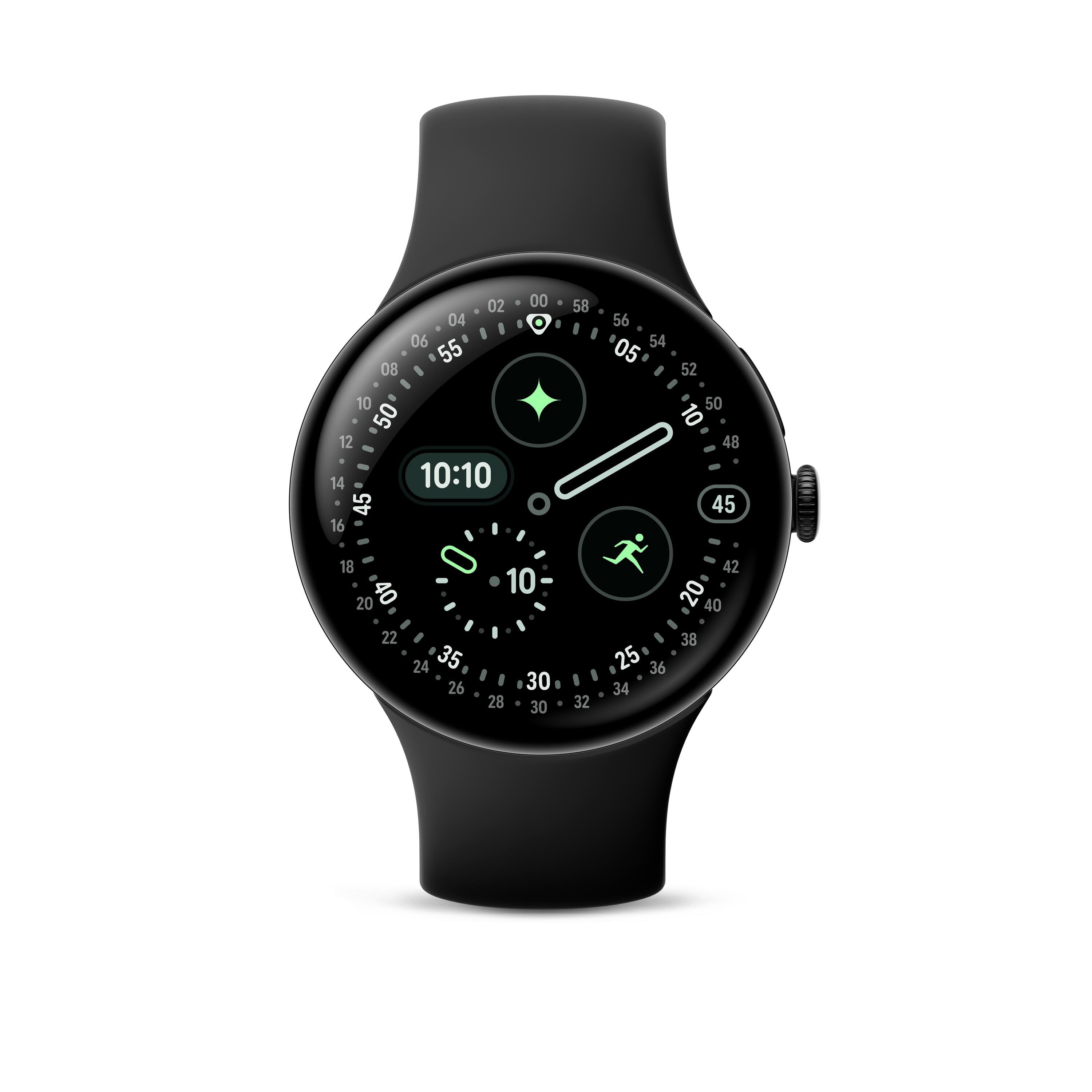 Google Pixel Watch 4 45 mm Black Stainless Steel Case with Black Watch Brand, 1 Pack