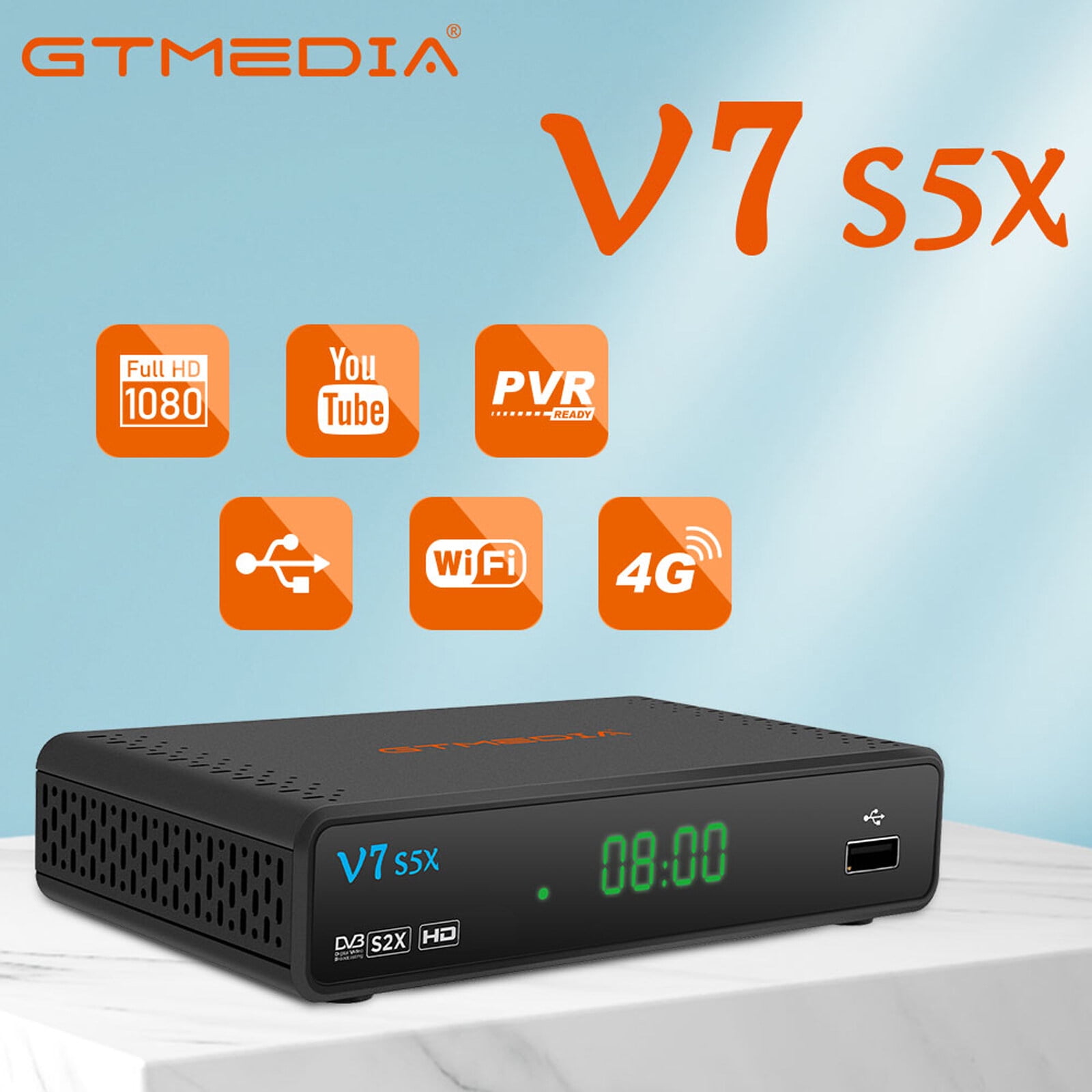  TIDECAT Receptor digital de TV por satélite HD, GTmedia V7 S2X  decodificador 1080P receptor compatible con DVB-S/S2 para Galaxy 19 Full  H.265 HEVC 10bit : Electrónica