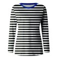 thumbnail image 5 of FINALGANG Womens Striped Long Sleeve TShirts Casual Loose Fit Crewneck Lightweight Tees For Spring Summer Daily Wear Black XXXL, 5 of 5