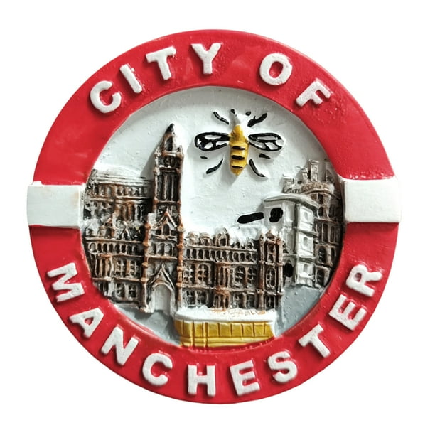 Imán para nevera con diseño 3D de resina emblemático del Manchester City