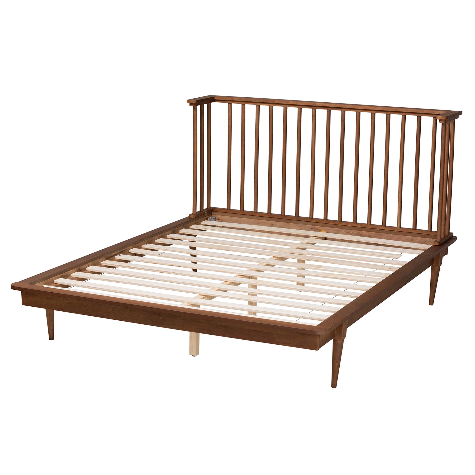 Baxton Studio Flint Mid-Century Modern Ash Walnut Finished Wood King Size Platform Bed