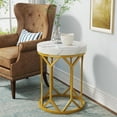 thumbnail image 3 of Tribesigns Faux Marble Side Table, Modern Round End Table with Unique Diamond Frame, Small Coffee Accent Table for Living Room Bedroom Small Spaces, White/Gold, 3 of 7
