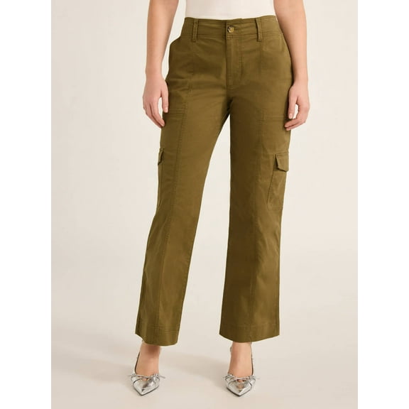 Free Assembly Women's Straight Leg Cargo Pants, 30” Inseam, Sizes 0-20