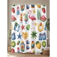 thumbnail image 4 of Fsddascl Summer Coastal Shower Curtain Set - 72" x 78" Washable Bathtub Curtain with 12 Hooks, Flamingo Starfish Watermelon Lemon Waterproof Fabric Stall Shower Curtains for Bathroom/Bathtub Décor, 4 of 6