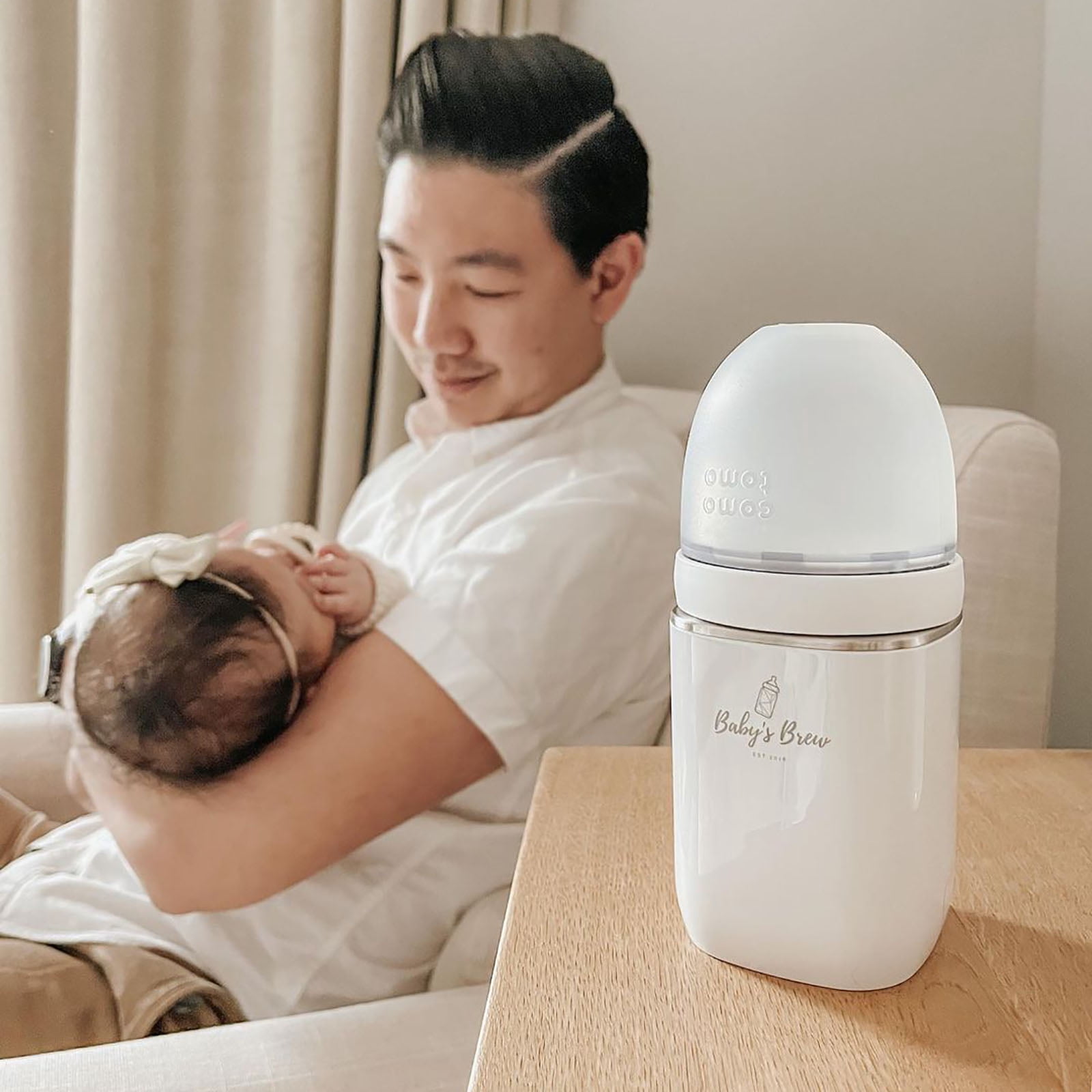 Portable Baby’s Brew Bottle Warmer + Como Tomo Adapter – USB-C Rechargeable, Cordless Feeding On-the-Go