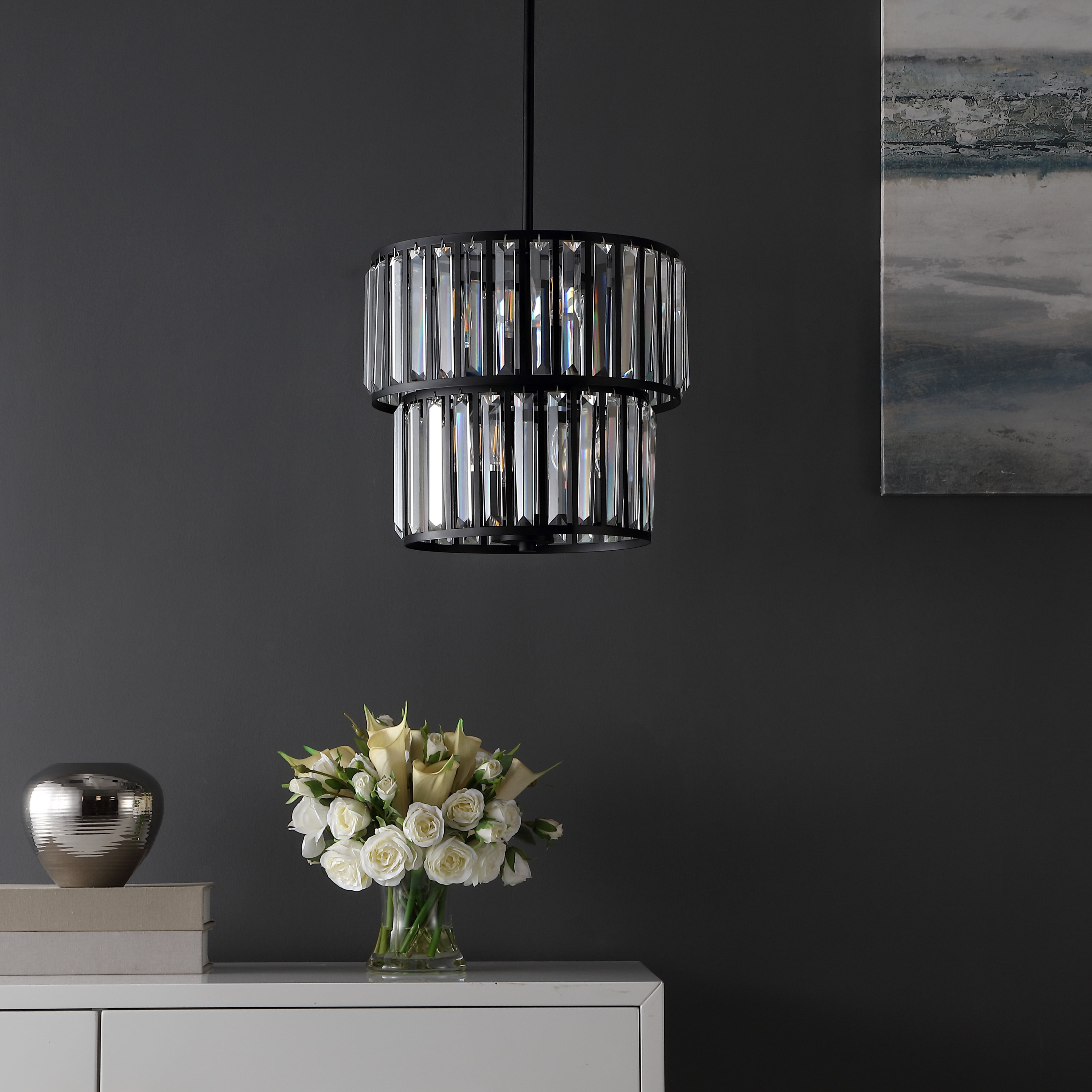 SAFAVIEH Crissa 6-Light Mid-century Black Metal Chandelier