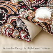 Exclusivo Mezcla 3-Piece Paisley King Size Comforter Set, Microfiber Bedding Down Alternative Comforter for All Seasons with 2 Pillow Shams, Black and Camel