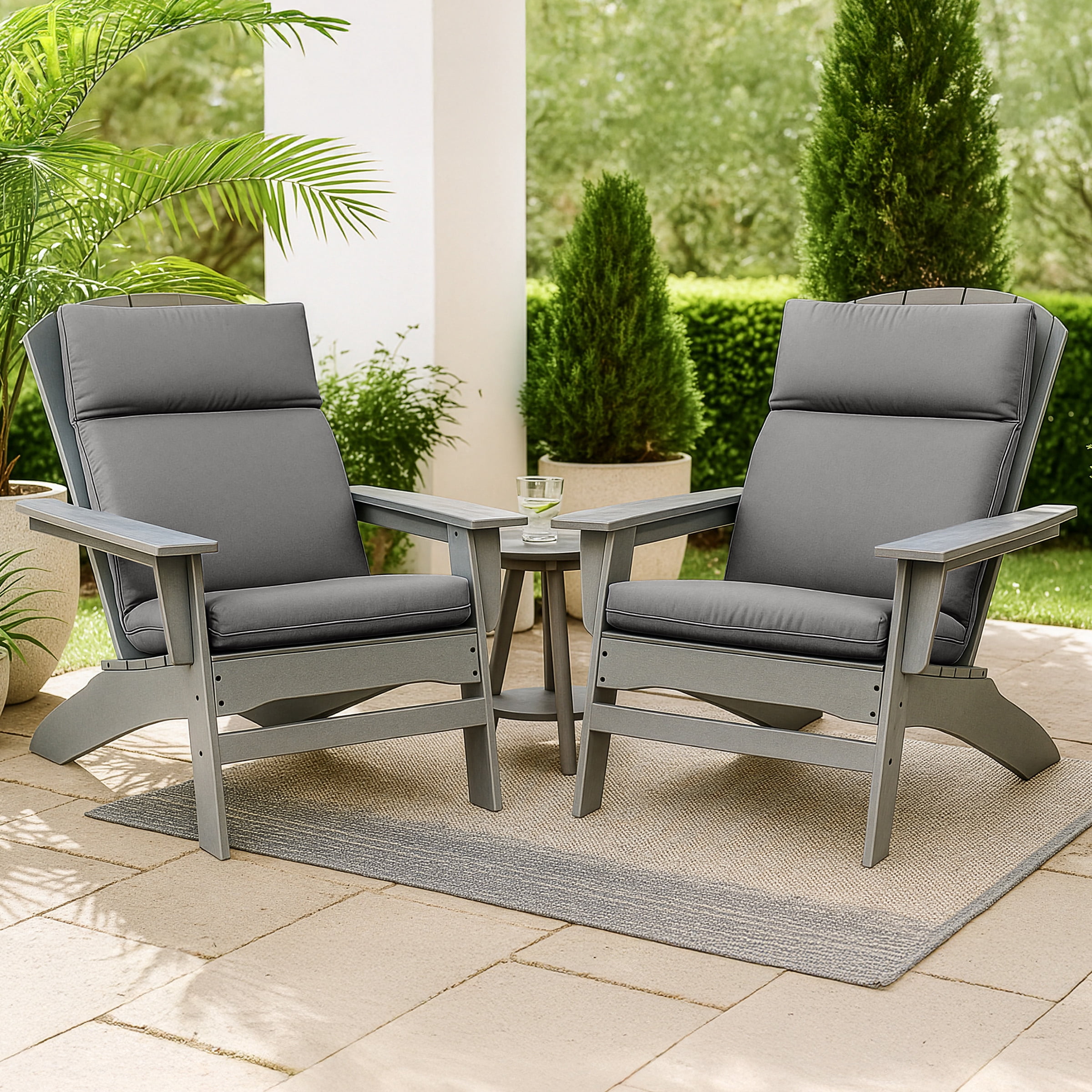 Lavish Home 45x21.5x3in High Back Outdoor Chair Cushion with Ties (Gray)